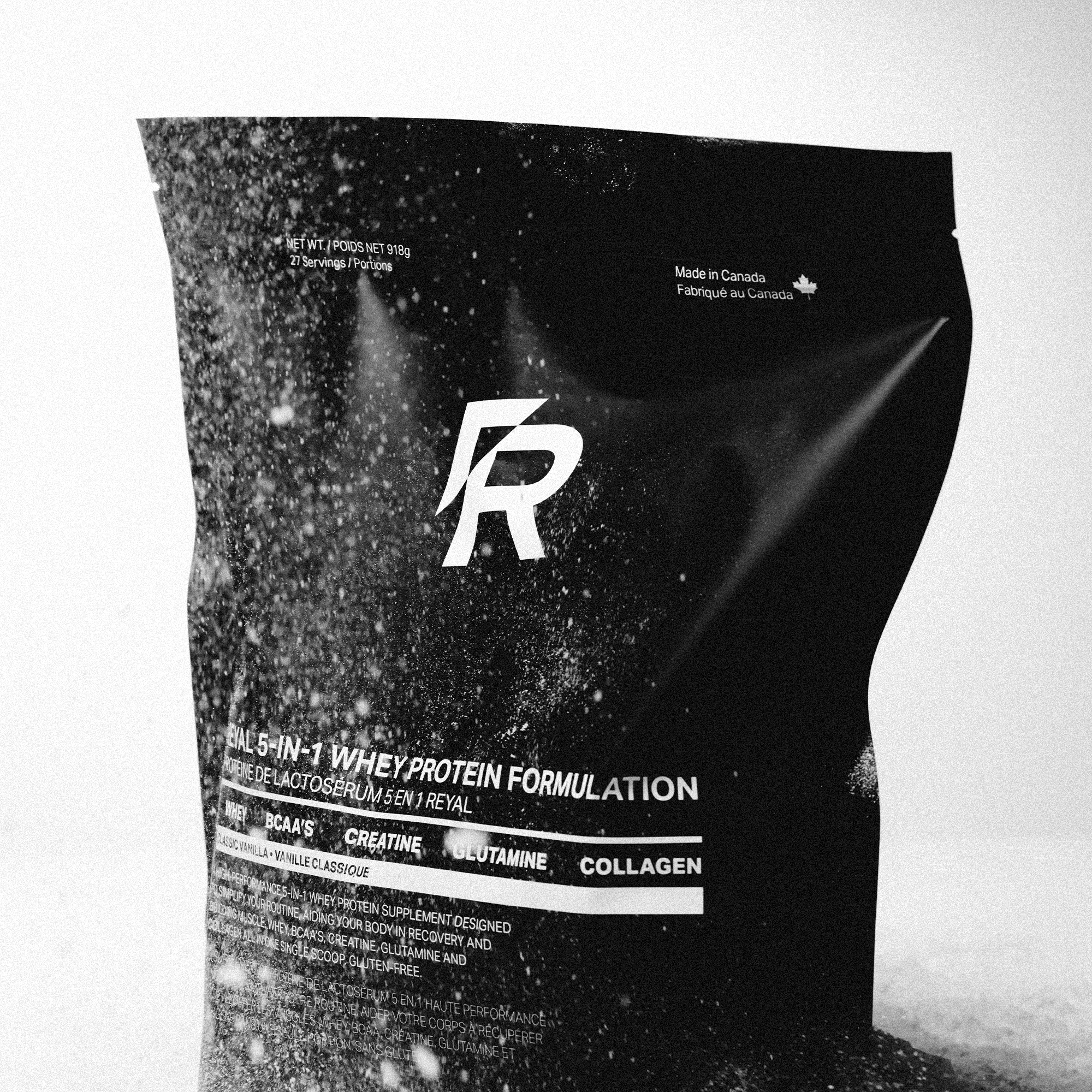 5-IN-1 REYAL WHEY PROTEIN FORMULATION [VANILLA] packaging with whey protein ingredients for muscle recovery.