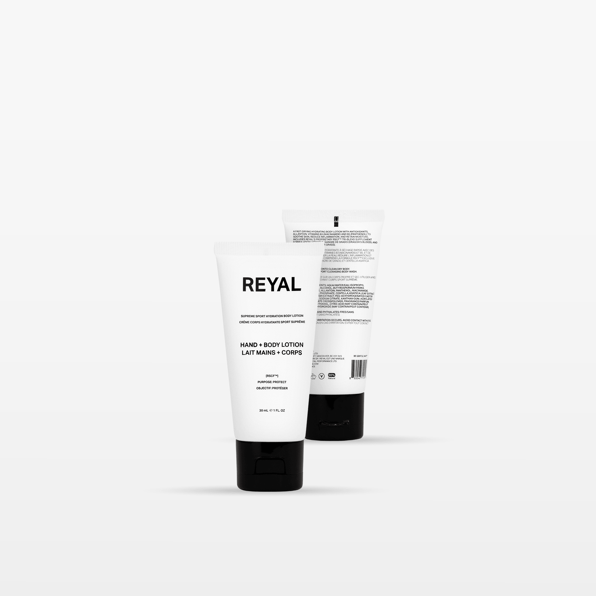 SHOWER EXPERIENCE [TRAVEL] hand and body lotion tube by REYAL, cruelty-free skincare made in Canada.