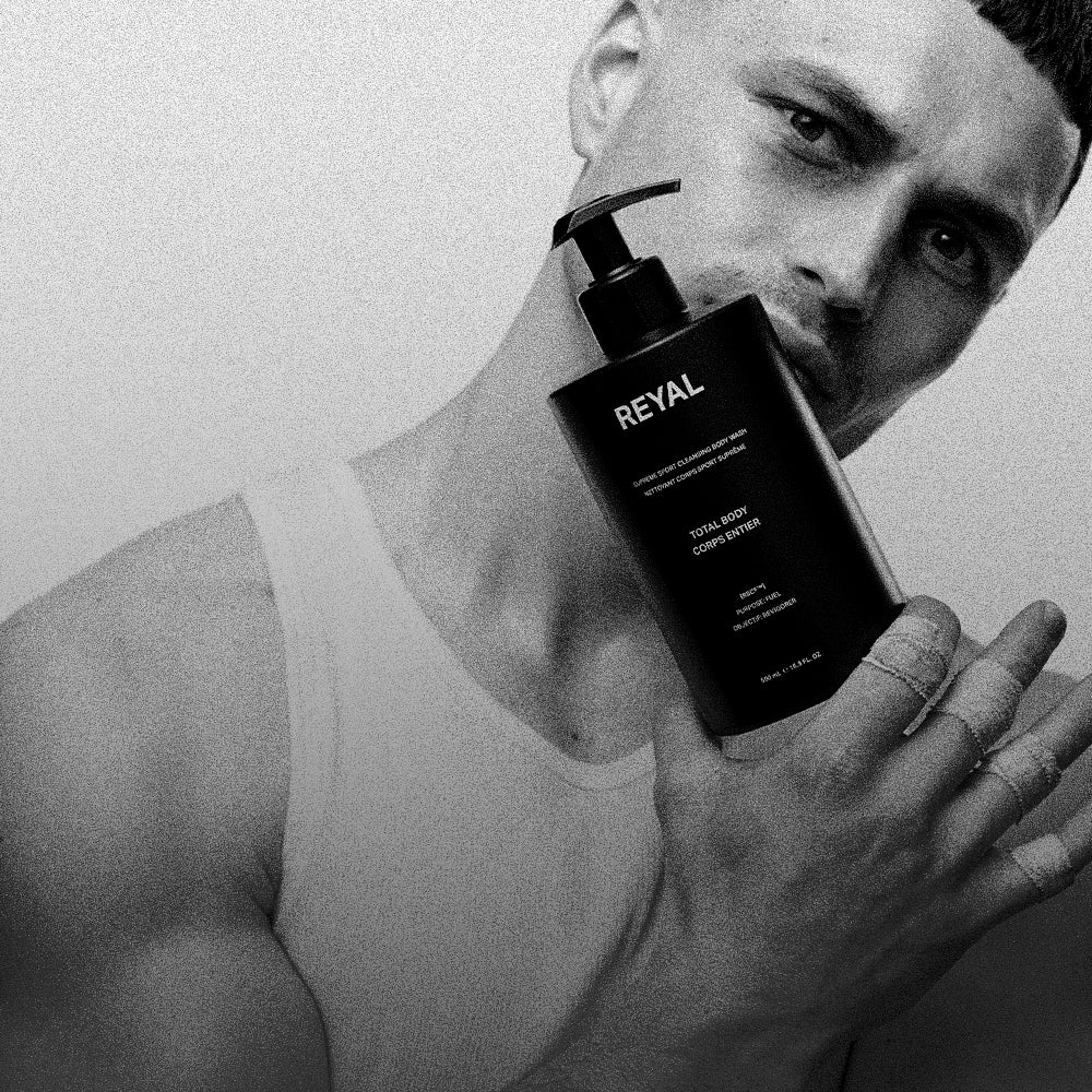 Lactic acid body wash by REYAL Performance, exfoliating body wash for men